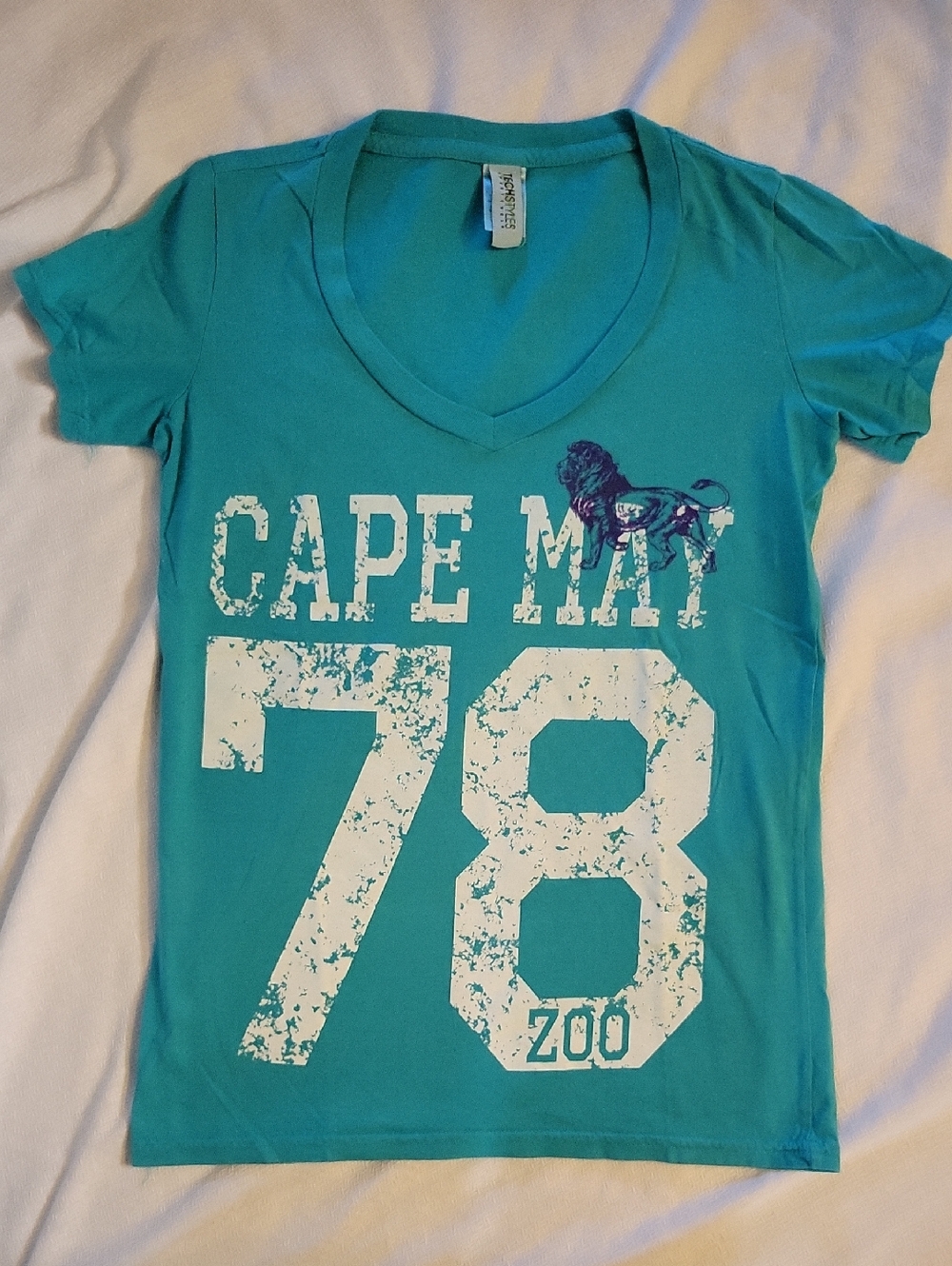 Cape May Zoo NJ 1978 Turquoise Graphic Tee Size Small EUC